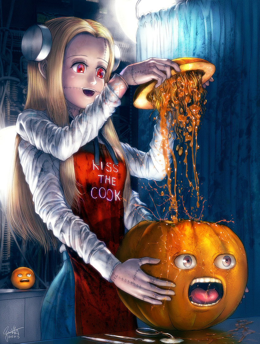 madaraki fran and annoying orange (franken fran and 1 more) drawn by s_zenith_lee