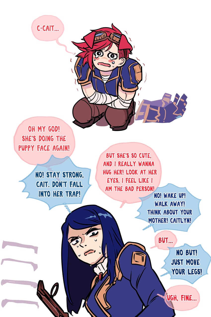 vi, caitlyn, arcane vi, and arcane caitlyn (league of legends and 1 more) drawn by charlottewoo64