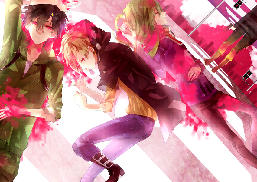 kido tsubomi, kano shuuya, seto kousuke, and konoha (kagerou project) drawn by adkr57