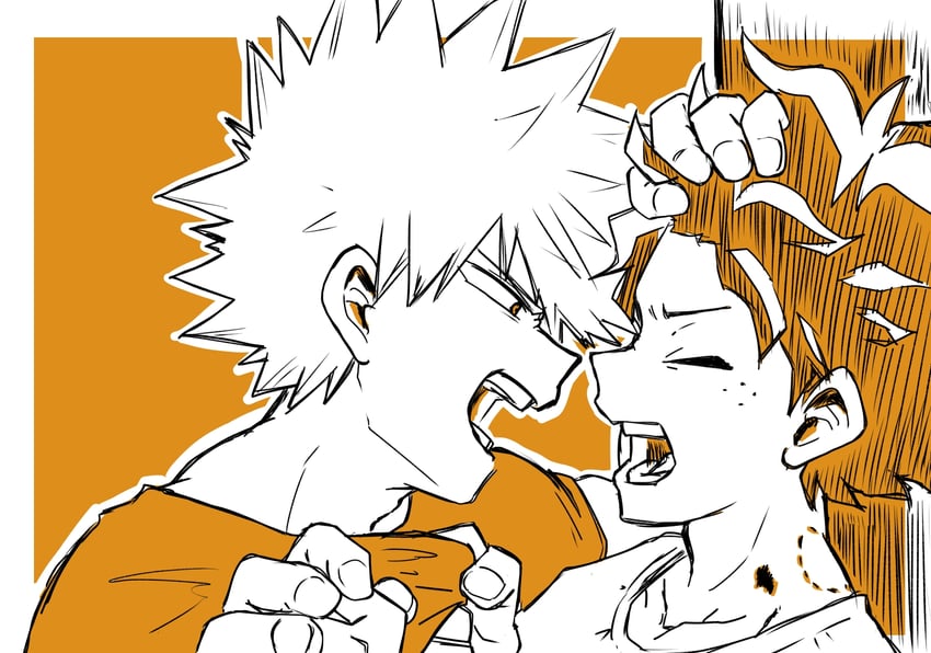 midoriya izuku and bakugou katsuki (boku no hero academia) drawn by no_control