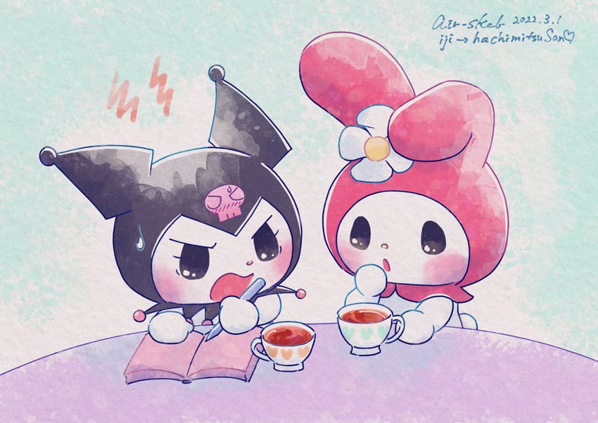 my melody and kuromi (sanrio and 1 more) drawn by daytoday