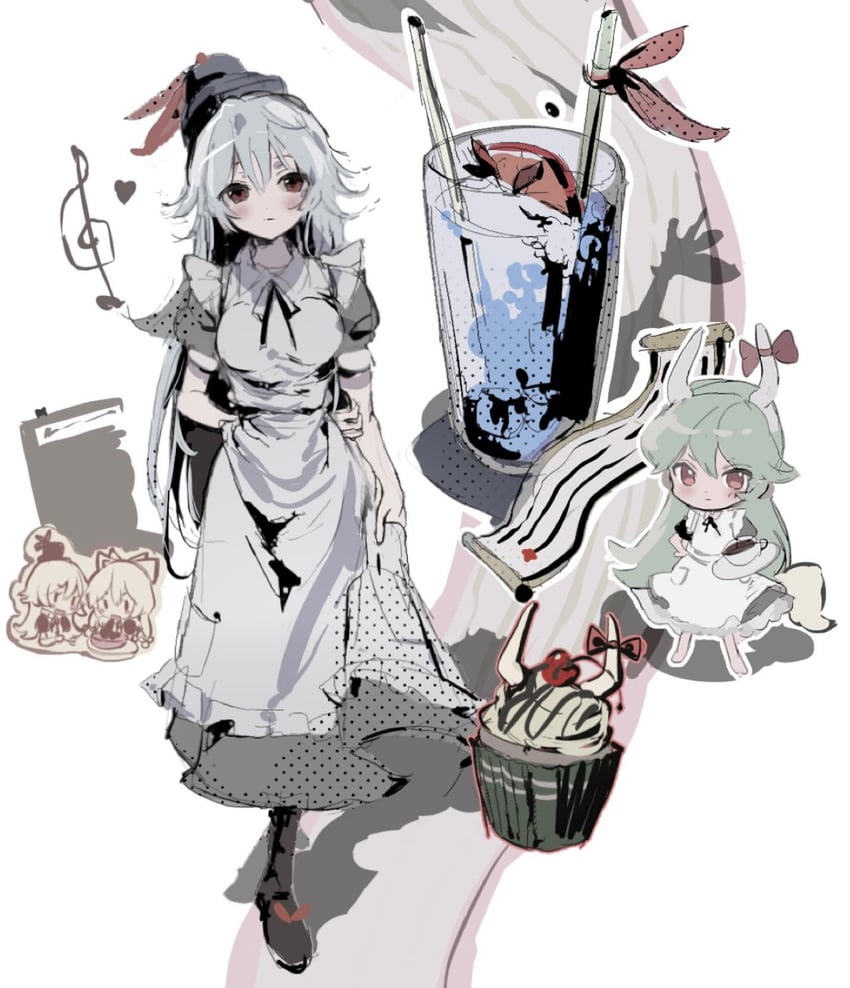 fujiwara no mokou and kamishirasawa keine (touhou) drawn by sesmkun