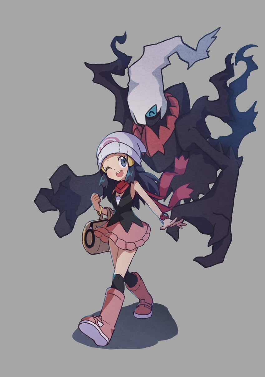 dawn and darkrai (pokemon and 1 more) drawn by hiisu_(s-1104-d)