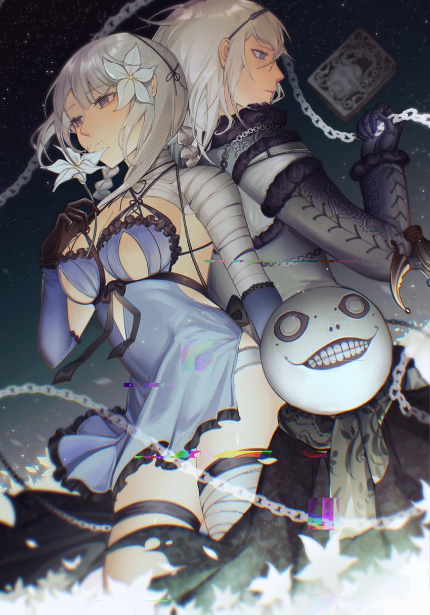 kaine, nier, emil, and grimoire weiss (nier) drawn by ajiu_(ajiuyaa)