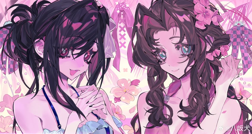 tifa lockhart and aerith gainsborough (final fantasy and 3 more) drawn by taowu_(20809)