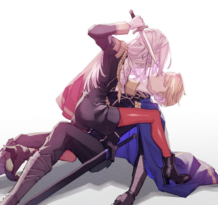 edelgard von hresvelg and dimitri alexandre blaiddyd (fire emblem and 1 more) drawn by nananfefksg