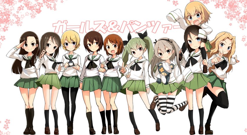 nishizumi miho, darjeeling, nishizumi maho, anchovy, kay, and 6 more (girls und panzer) drawn by barashiya