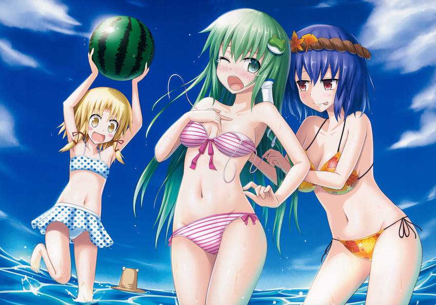kochiya sanae, moriya suwako, and yasaka kanako (touhou) drawn by gin'you_haru