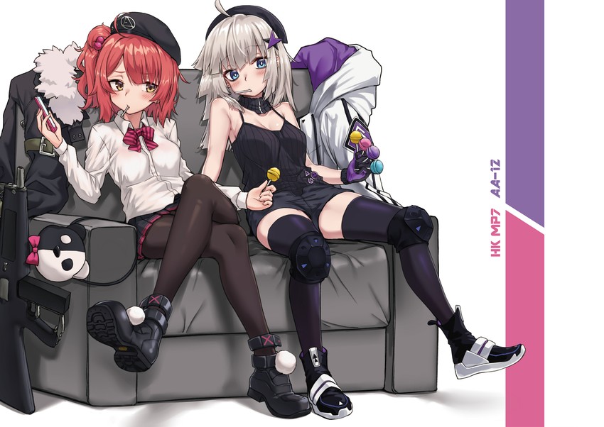 aa-12 and mp7 (girls' frontline) drawn by ivan_wang
