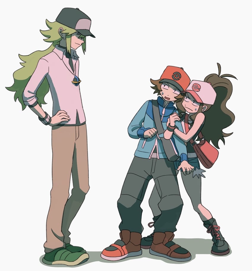 hilda, hilbert, and n (pokemon and 1 more) drawn by feiyang02