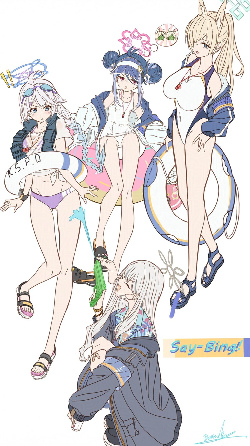kanna, fubuki, kirino, and konoka (blue archive) drawn by yatsuka_(846)