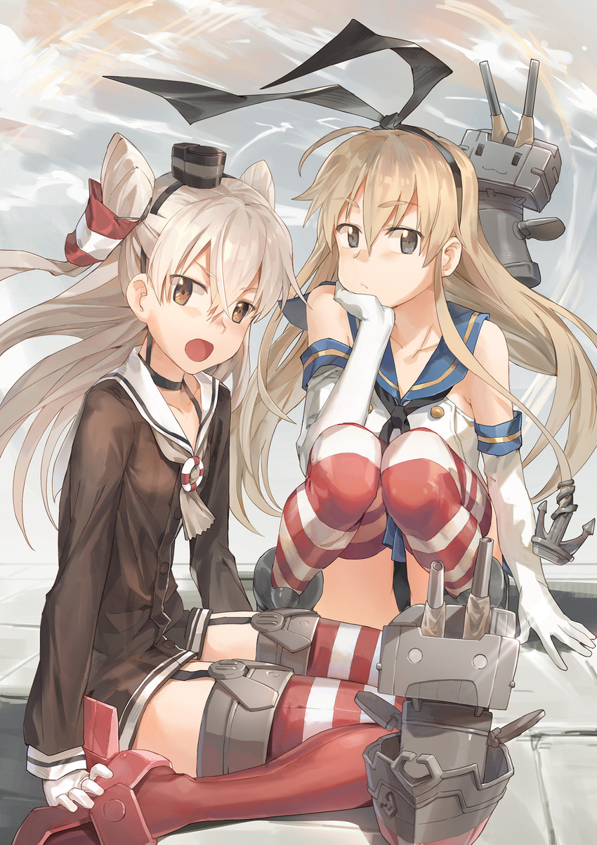 shimakaze, amatsukaze, rensouhou-chan, and rensouhou-kun (kantai collection) drawn by tugo