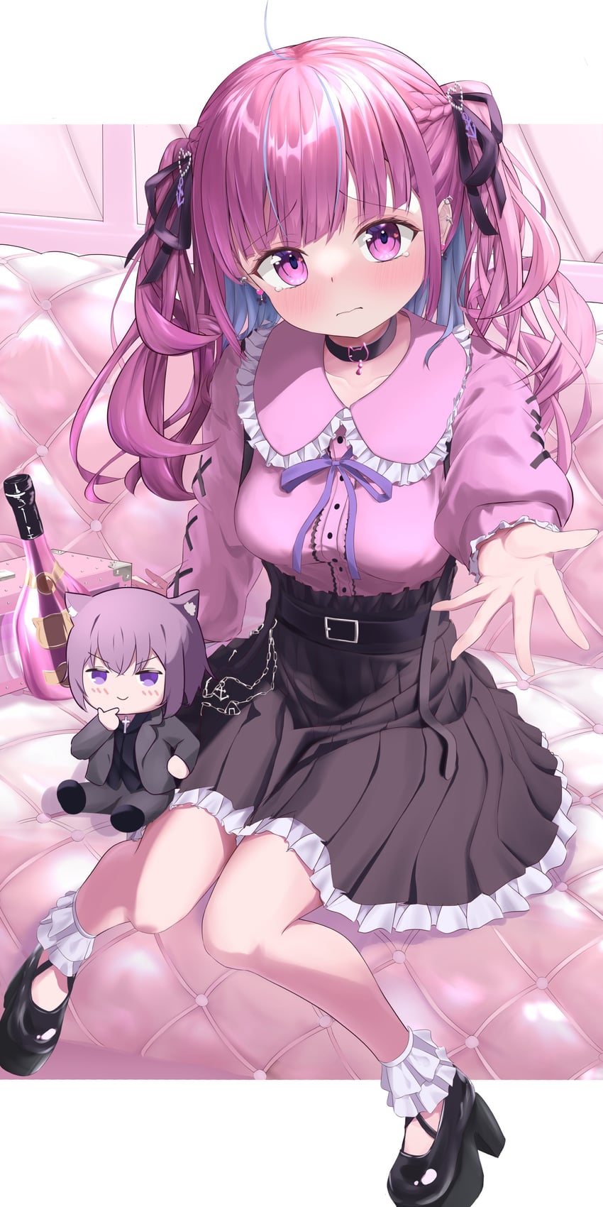 nekomata okayu and minato aqua (hololive) drawn by recomend_aqua
