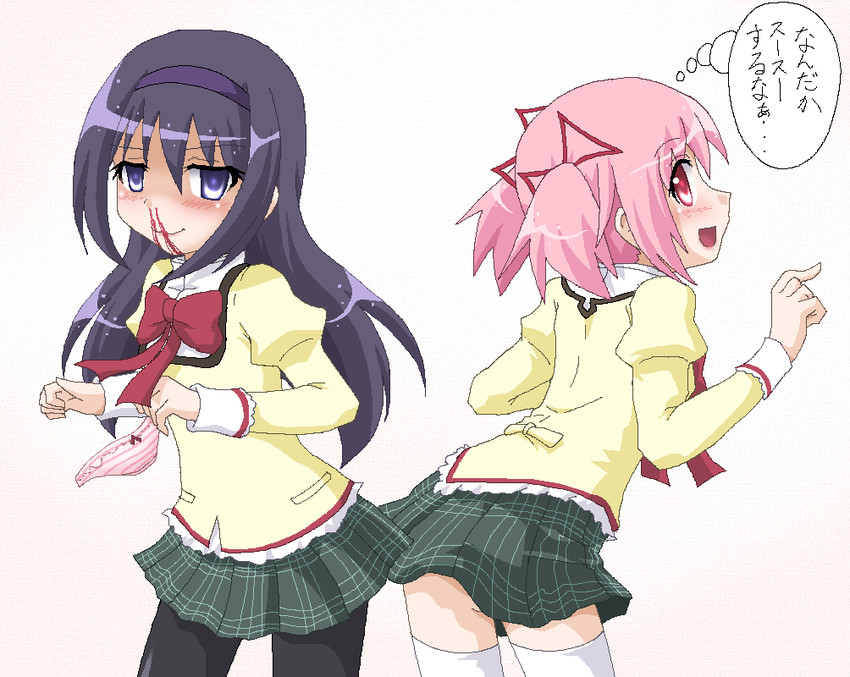 akemi homura and kaname madoka (mahou shoujo madoka magica) drawn by hayashiya_zankurou