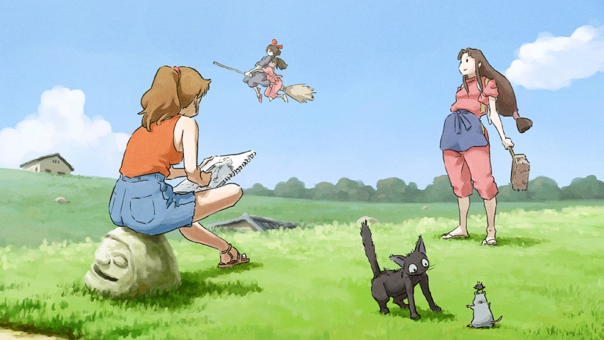 kiki, jiji, ogino chihiro, lin, and ursula (studio ghibli and 2 more) drawn by tnt_(aaaazzzz)
