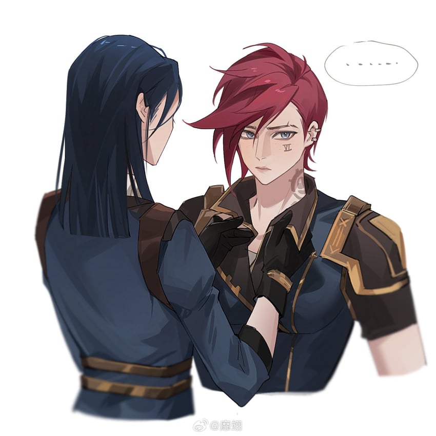 vi, caitlyn, arcane vi, and arcane caitlyn (league of legends and 1 more) drawn by miix777