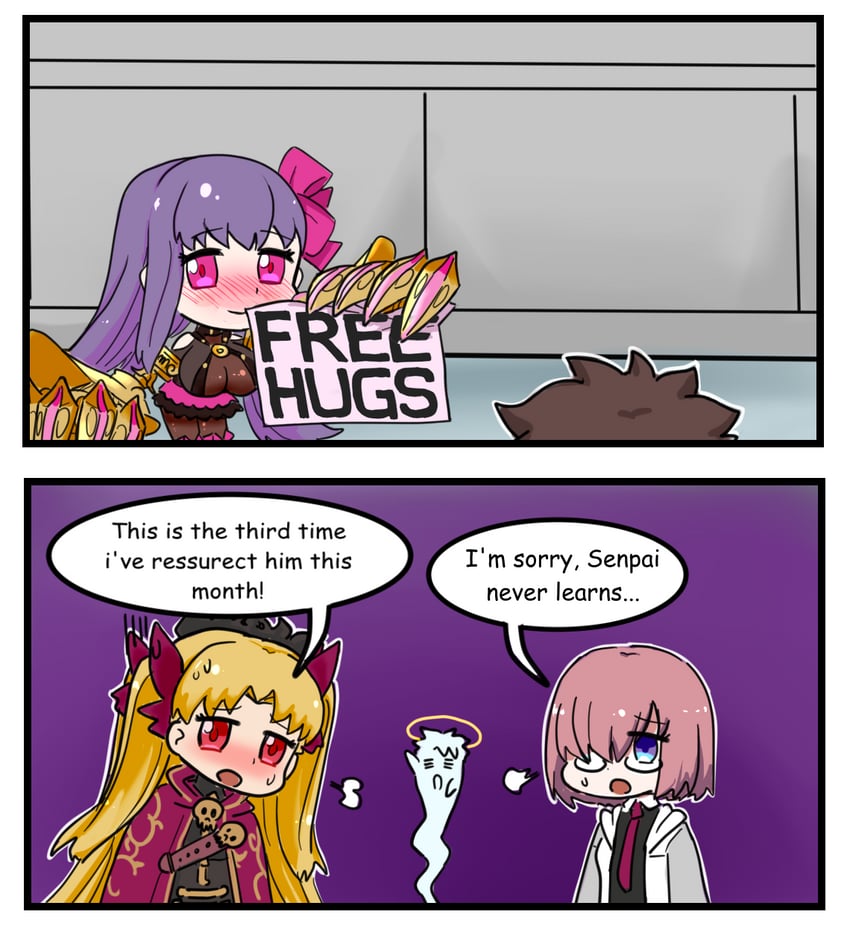mash kyrielight, fujimaru ritsuka, ereshkigal, and passionlip (fate and 1 more) drawn by raskasar