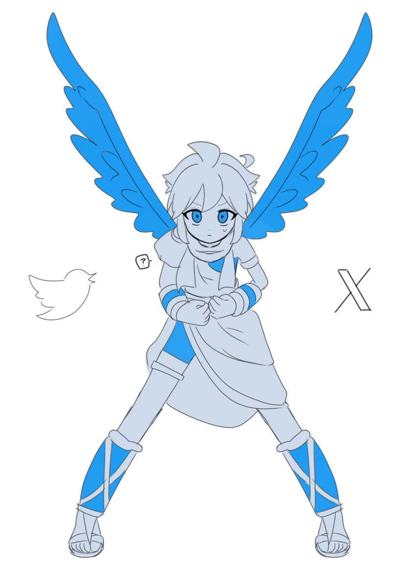pit and twitter bird (kid icarus and 2 more) drawn by onigiri_(onigir_sio)