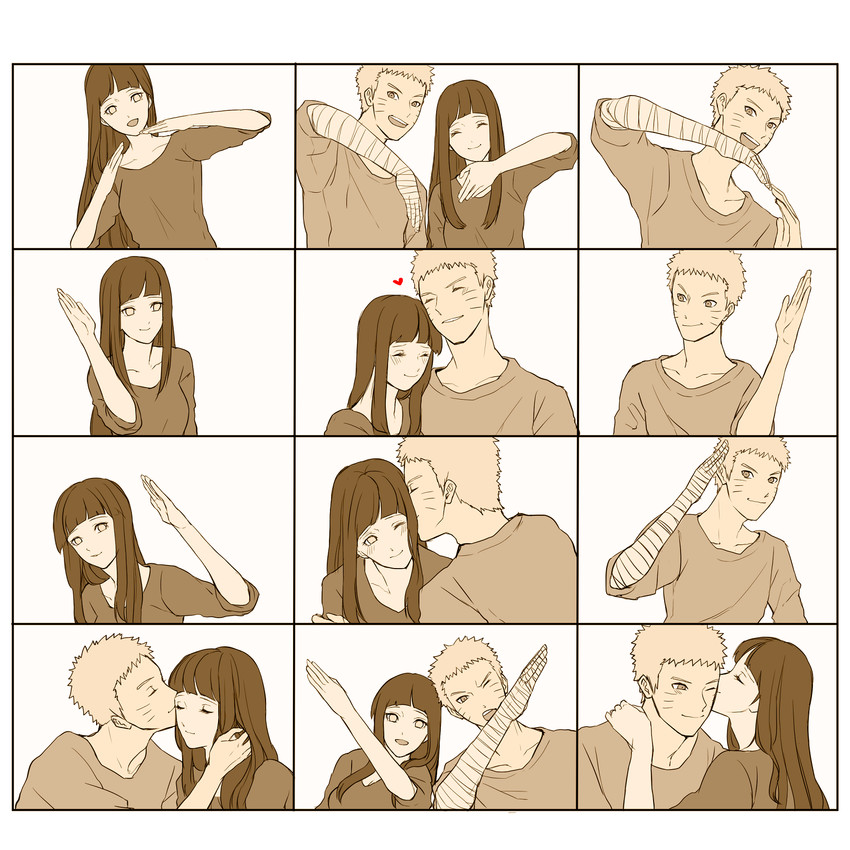 uzumaki naruto and hyuuga hinata (naruto) drawn by yuzu_(min-55)