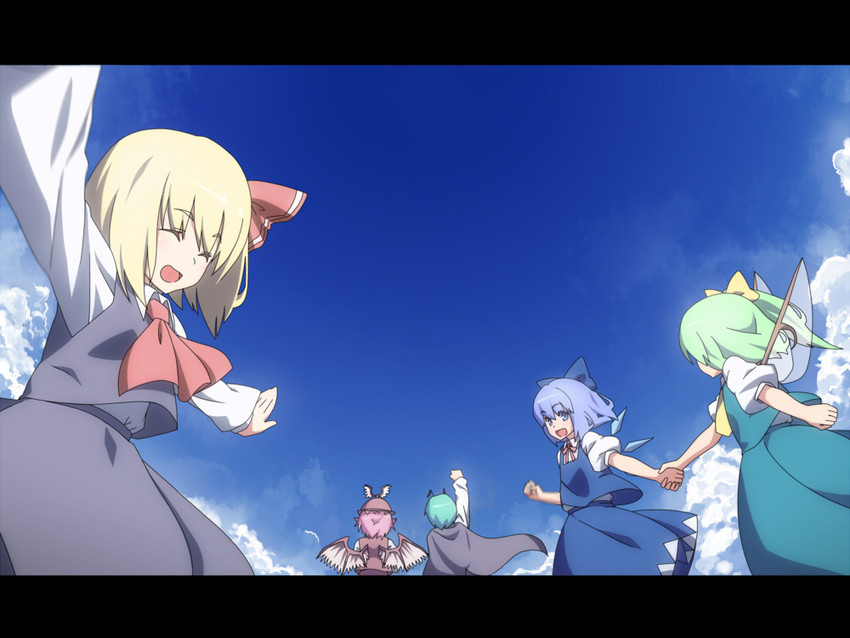 cirno, rumia, mystia lorelei, daiyousei, and wriggle nightbug (touhou) drawn by izumi_sai