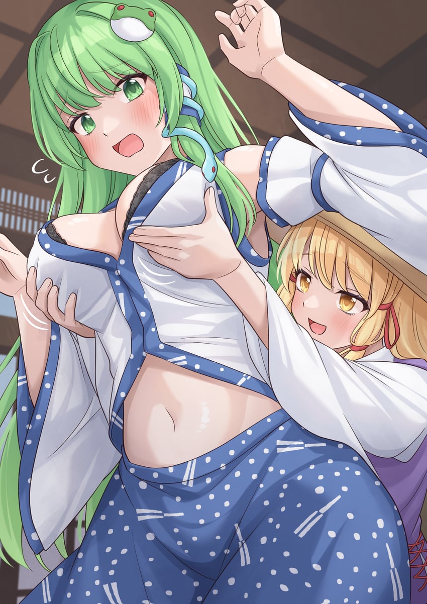 kochiya sanae and moriya suwako (touhou) drawn by ramie_(ramie541)