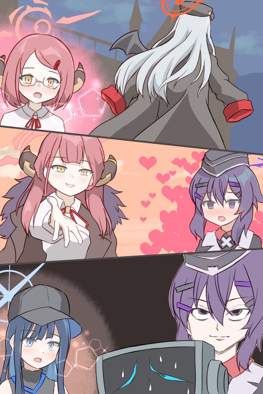 aru, saori, haruna, haruka, and android (blue archive) drawn by tififox