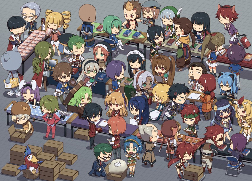 rean schwarzer, renne, estelle bright, alisa reinford, tio plato, and 44 more (eiyuu densetsu and 5 more) drawn by ootori_(hitsuji_nohara)