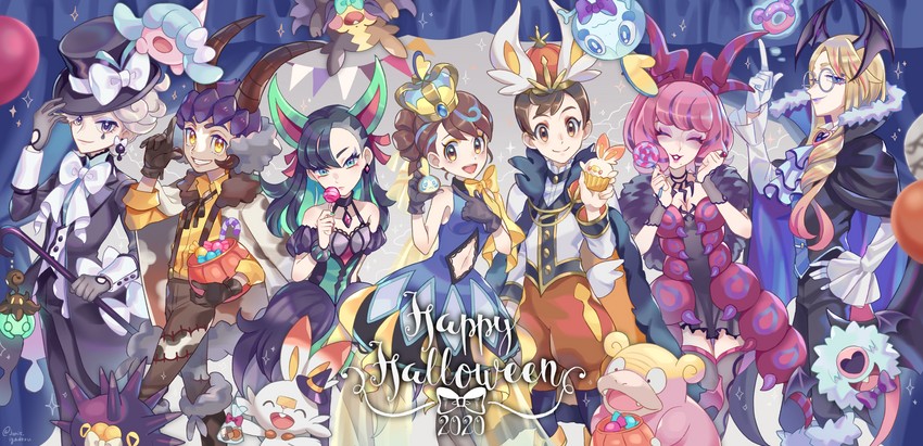 marnie, gloria, morpeko, scorbunny, sobble, and 14 more (pokemon and 1 more) drawn by janis_(hainegom)