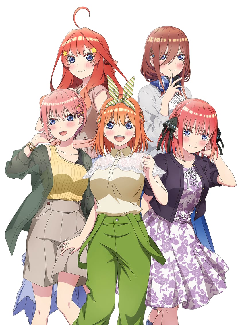 nakano nino, nakano miku, nakano yotsuba, nakano ichika, and nakano itsuki (go-toubun no hanayome)