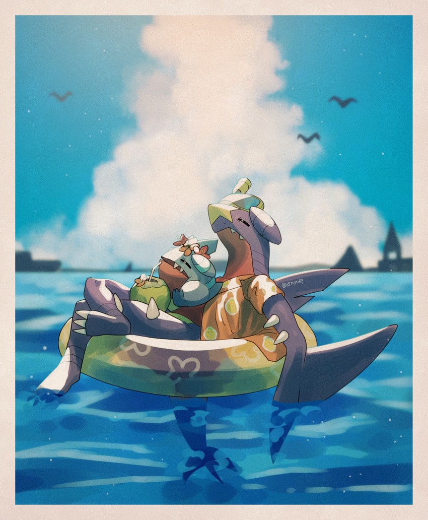 garchomp and gible (pokemon and 1 more) drawn by yukifuri_tsuyu