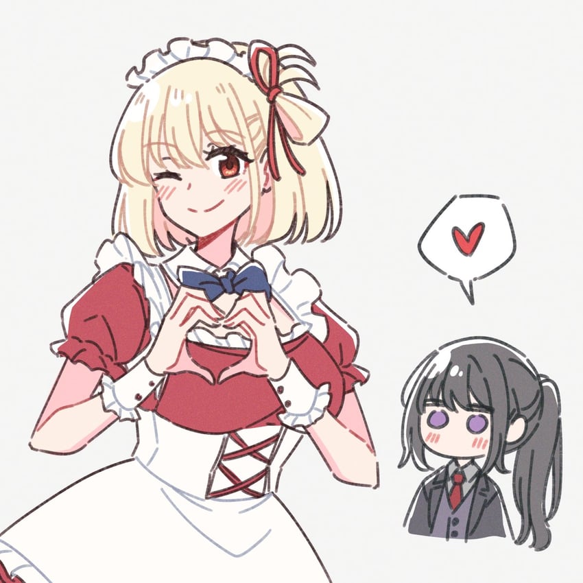 nishikigi chisato and inoue takina (lycoris recoil) drawn by akamirai