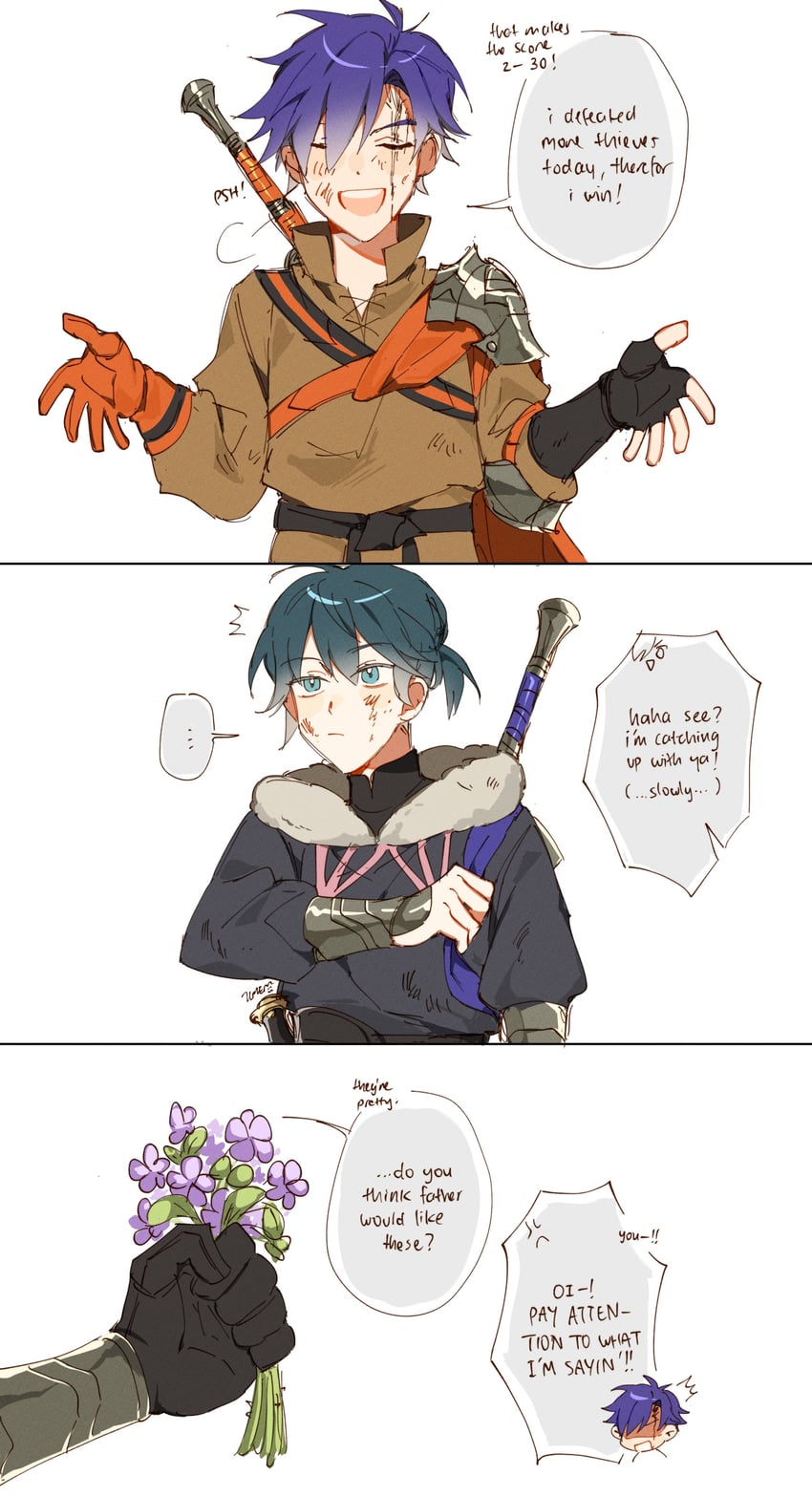 female byleth and male shez (fire emblem and 2 more) drawn by majunjuu