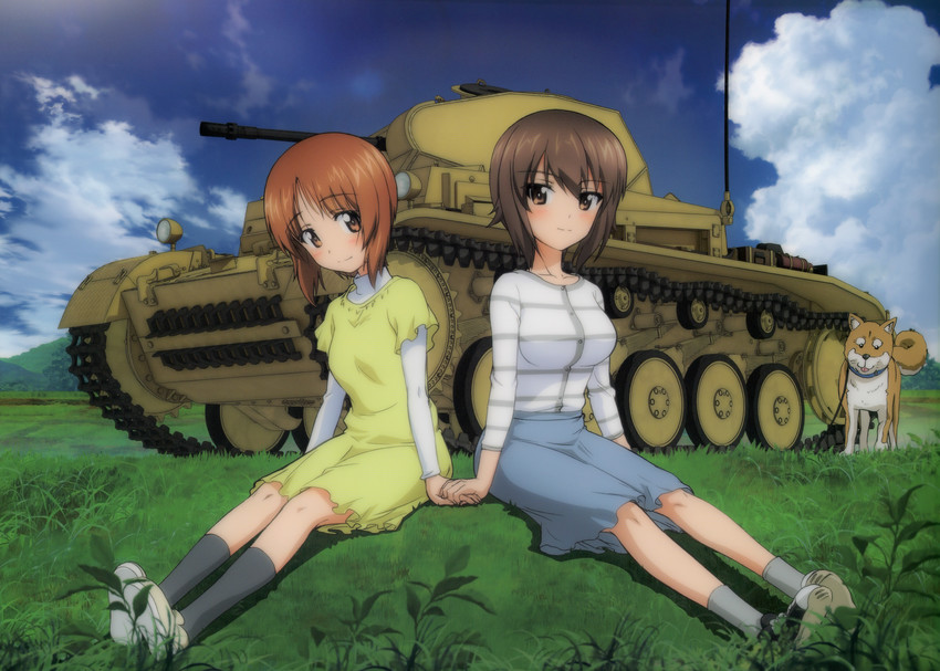nishizumi miho, nishizumi maho, and nishizumi family dog (girls und panzer)