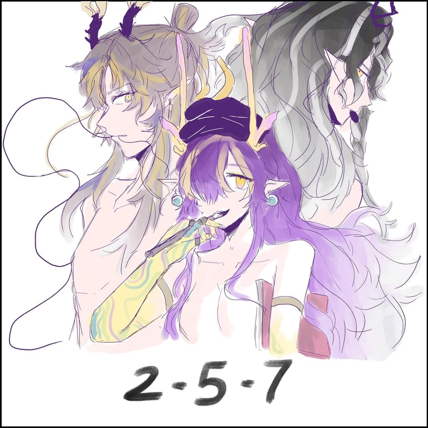 ji, wang, and jie (arknights) drawn by eccmand and weiqi