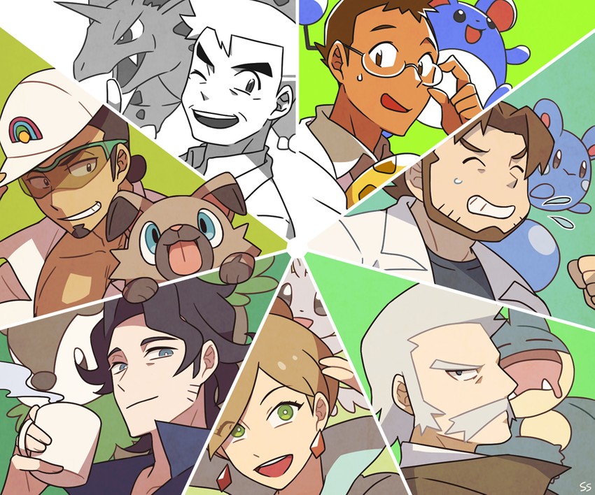 marill, minccino, munchlax, rockruff, professor kukui, and 9 more (pokemon and 7 more) drawn by ssalbulre