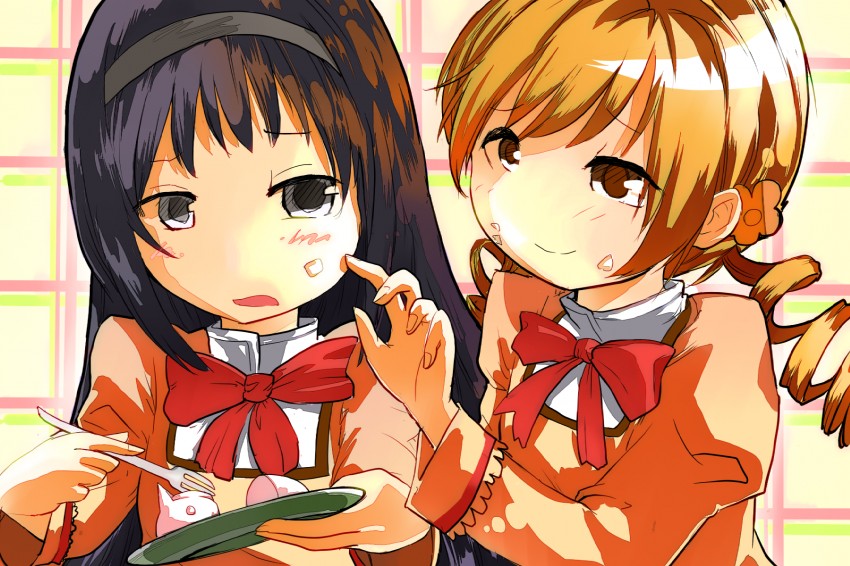 akemi homura and tomoe mami (mahou shoujo madoka magica) drawn by shiotan