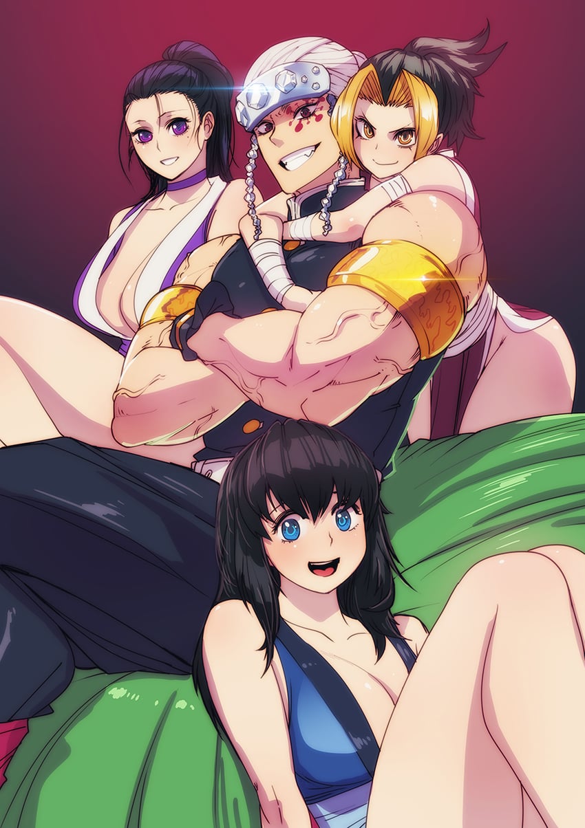 uzui tengen, makio, hinatsuru, and suma (kimetsu no yaiba) drawn by butcherboy