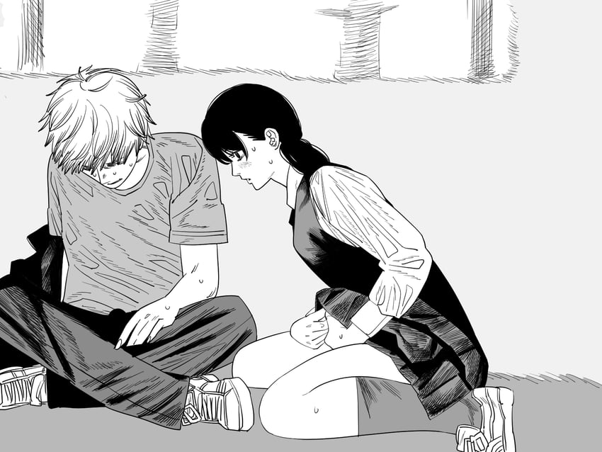 denji and mitaka asa (chainsaw man) drawn by nanami_toga