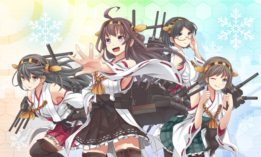 kongou, haruna, hiei, and kirishima (kantai collection) drawn by v-mag