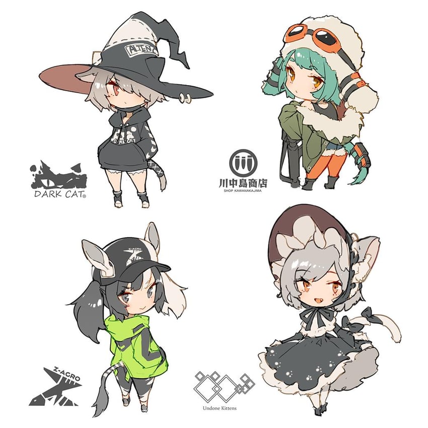 undone kittens, z-agro, shop kawanakajima, and dark cat (vrchat and 1 more) drawn by mogumo