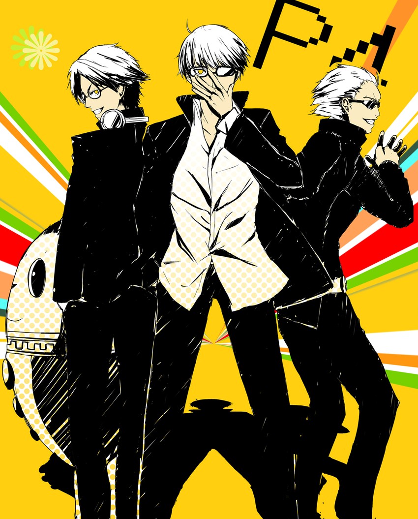 narukami yu, hanamura yousuke, tatsumi kanji, and kuma (persona and 1 more) drawn by hareno_chiame