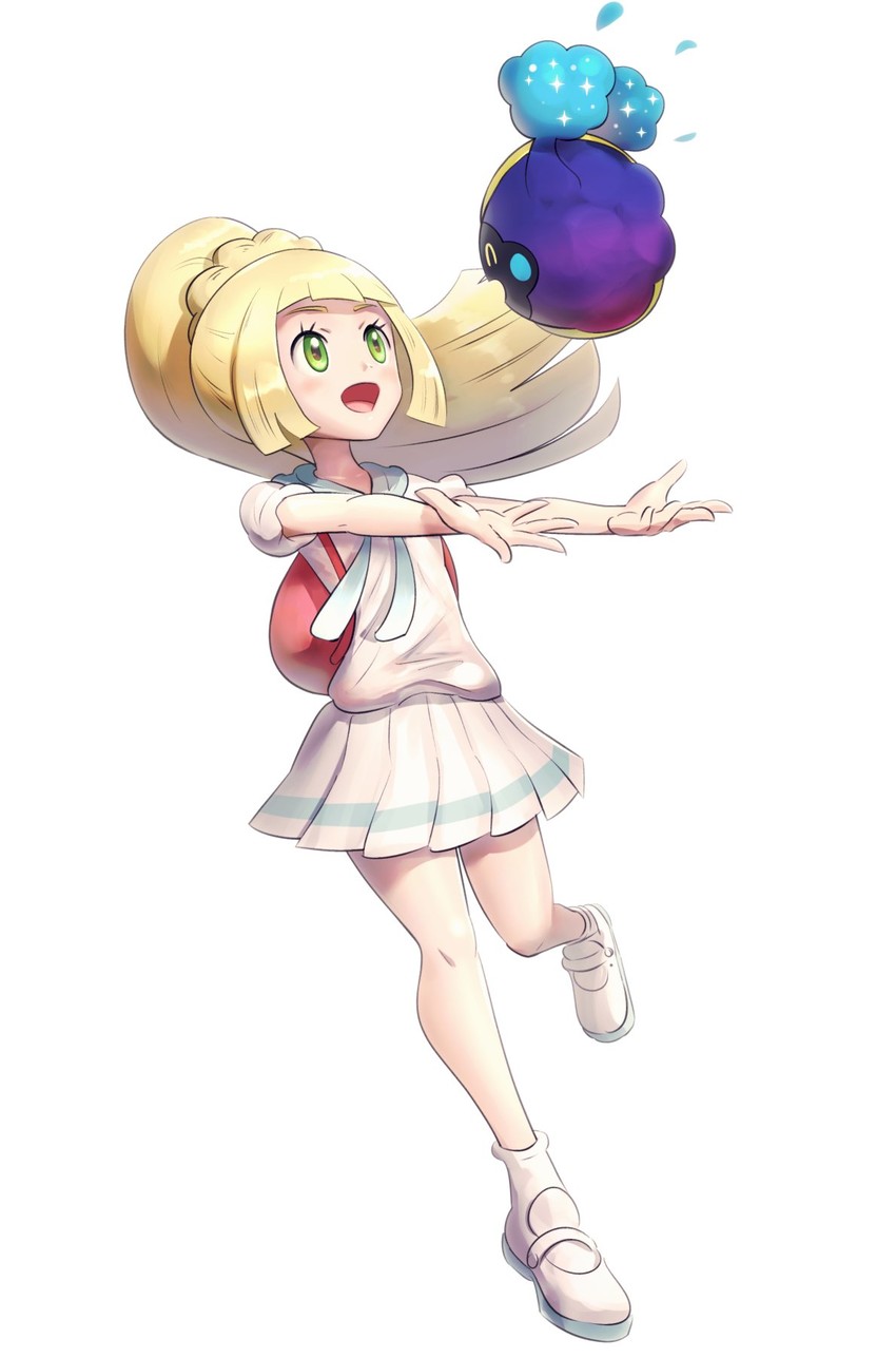 lillie and cosmog (pokemon and 1 more) drawn by gonzarez