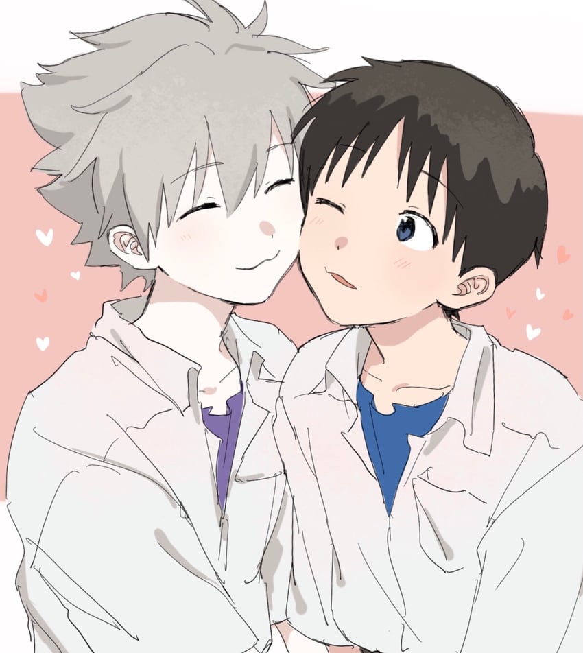 ikari shinji and nagisa kaworu (neon genesis evangelion) drawn by 1115takuan