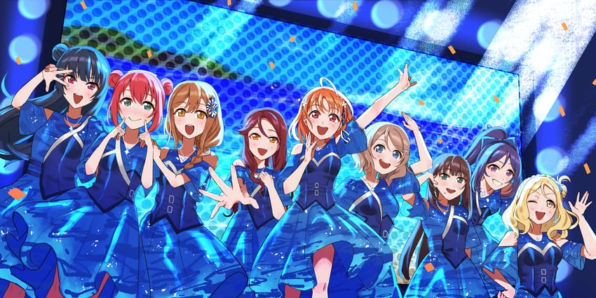 watanabe you, tsushima yoshiko, sakurauchi riko, takami chika, matsuura kanan, and 4 more (love live! and 1 more) drawn by fujimaru_nrun