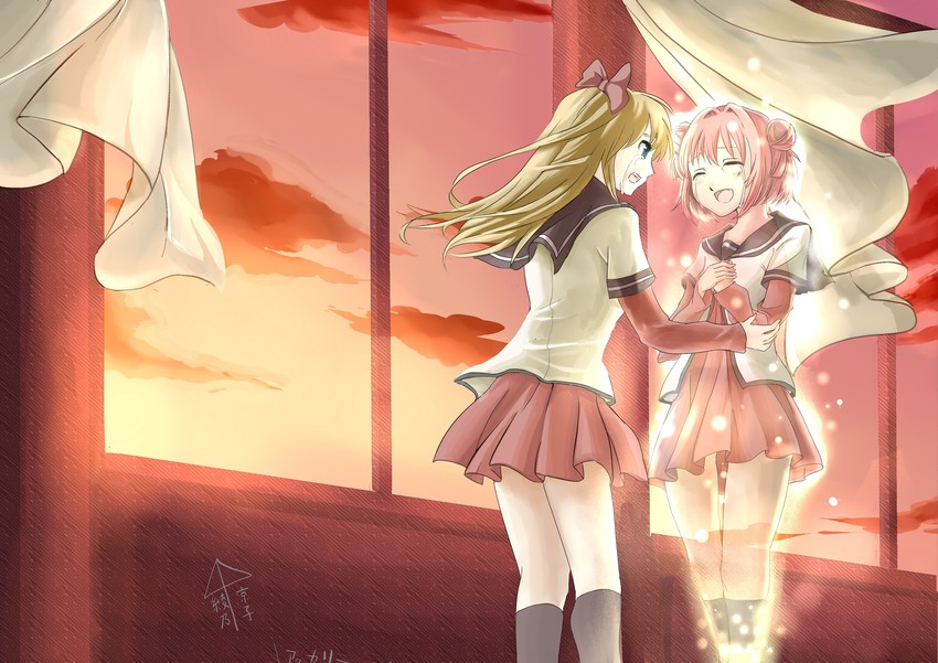 toshinou kyouko and akaza akari (yuruyuri) drawn by shimada_takayuki