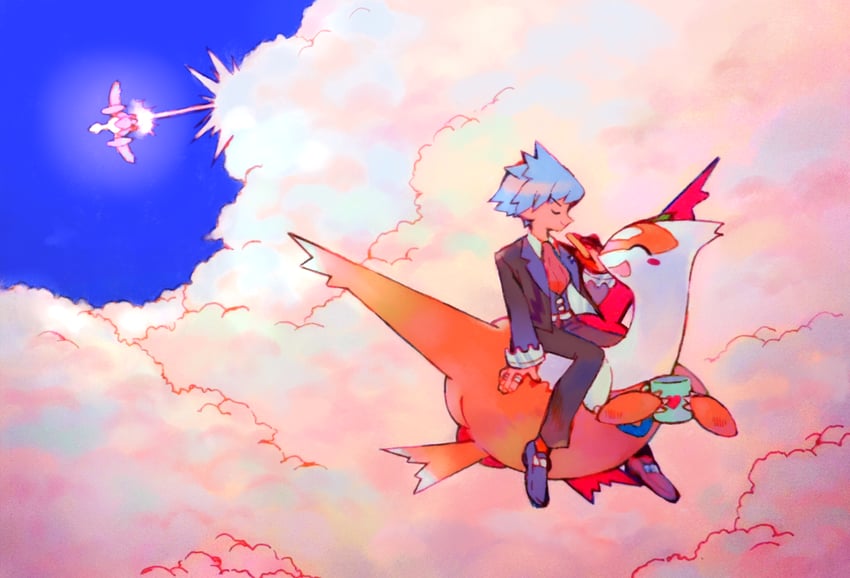 steven stone, latias, latios, and mega latios (pokemon and 1 more) drawn by kimqi