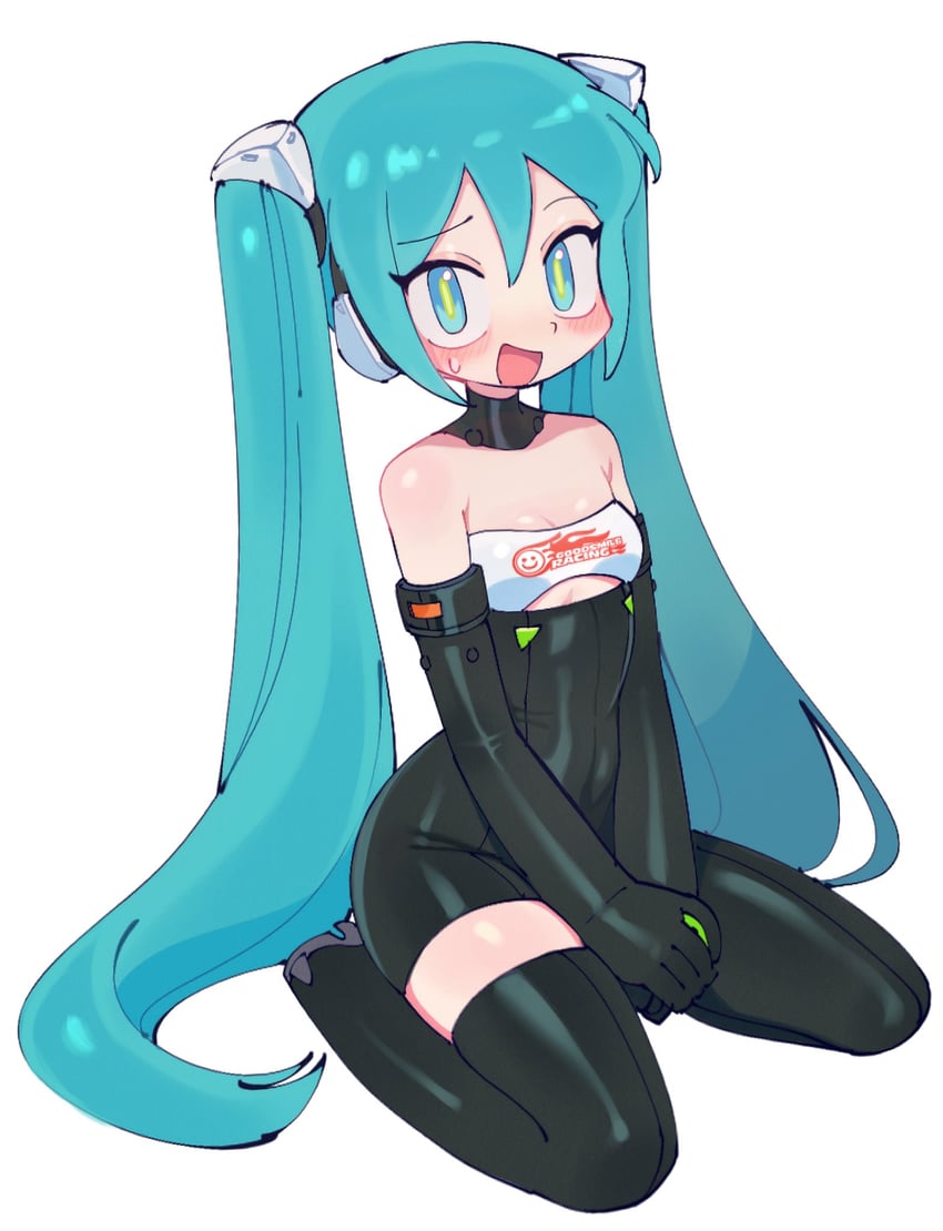 hatsune miku and racing miku (vocaloid and 1 more) drawn by batrobin_k