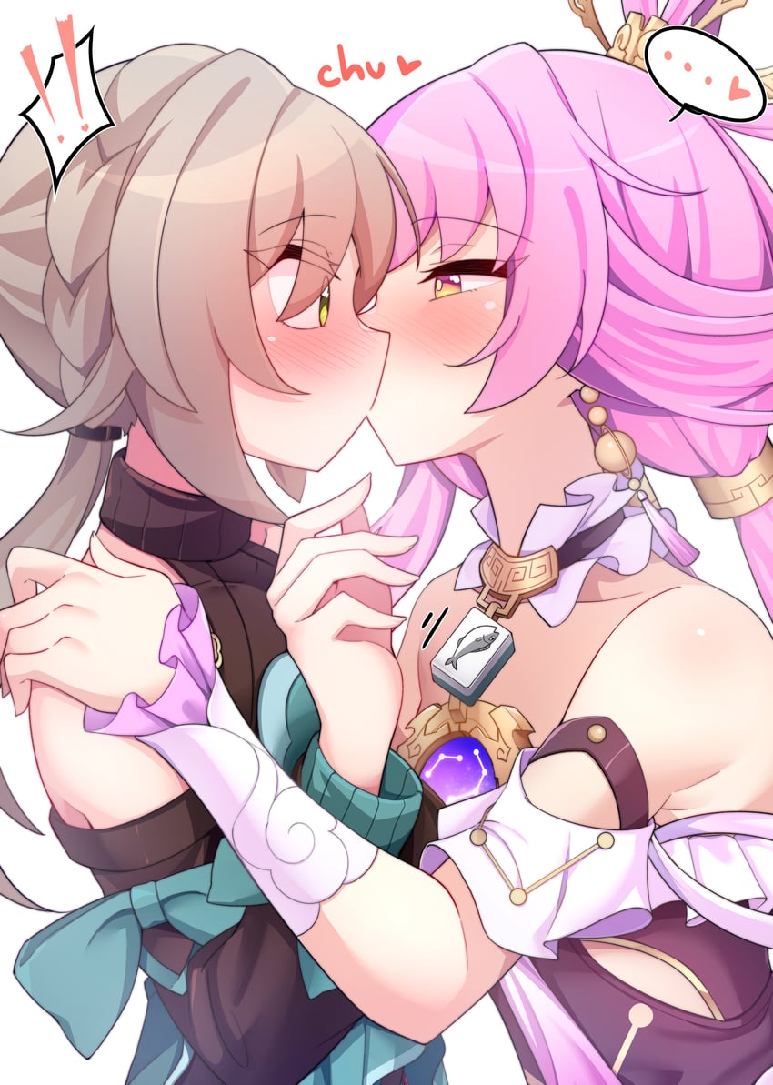 fu xuan and qingque (honkai and 1 more) drawn by rustysalmon