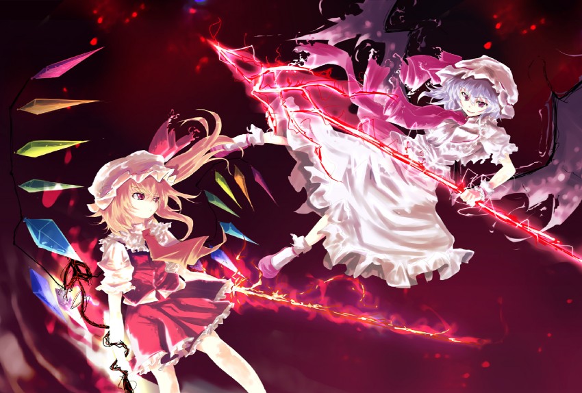 remilia scarlet and flandre scarlet (touhou) drawn by asagi_(kabocha_oukoku)