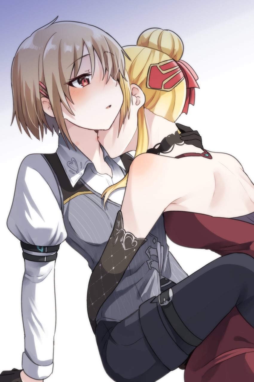 kayamori ruka and shirakawa yuina (heaven burns red) drawn by puyopiku